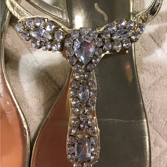 gold sandals for ladies bejeweled size 7M - Picture 2 of 6